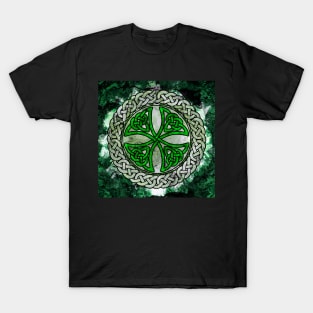 Green Celtic Shield Knot on Marble T-Shirt